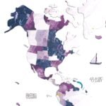 Carte du Monde en Bois en 3D Violet Voie Lactée - vue 5