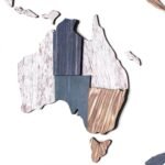 Carte du Monde Murale en Bois 3D Bleu Gris et Beige - vue 6