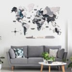 Carte du Monde Bois et Noir 3D Gris Nordique - vue 5