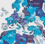 Carte du Monde Murale 3D Bois Bleu Océan - vue 2