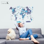 Carte du Monde Murale 3D Bois Bleu Océan - vue 5