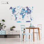 Carte du Monde Murale 3D Bois Bleu Océan - vue 6