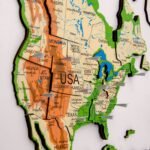 Carte du Monde en Relief Verte Façon Carte Physique - vue 6