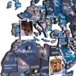 Carte du Monde en Relief 3D Bleu Nuit Galaxie - vue 2
