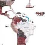 Carte du Monde Murale en Relief Rouge et Gris - vue 5