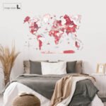 Carte du Monde Bois Relief Rouge Corail - vue 4