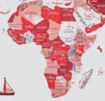 Carte du Monde Bois Relief Rouge Corail - vue 5