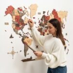 Mappemonde 3D Bois Rouge et Bois - vue 4