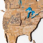 Carte du Monde Bois Clair 3D Doré - vue 6