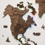 Carte du Monde 3D LED Noyer Foncé - vue 3