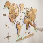 Carte du Monde Bois LED Bois Clair Doré - vue 5