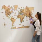 Carte du Monde Bois LED Bois Clair Doré - vue 6