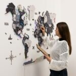 Carte du Monde Murale LED Gris Nordique