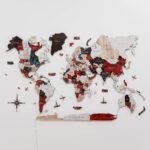 Mappemonde Murale LED Rouge et Gris - vue 4