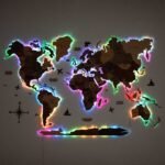 Carte du Monde en Bois 3D LED Fond Acrylique - vue 6
