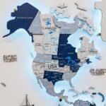 Carte du Monde Lumineuse Bleue en Bois 3D - vue 5