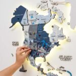 Mappemonde Murale Lumineuse Gris Bleu Clair - vue 2