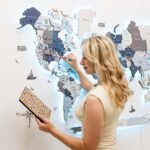 Mappemonde Murale Lumineuse Gris Bleu Clair - vue 3