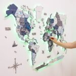 Mappemonde Murale Lumineuse Gris Bleu Clair - vue 6