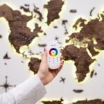 Carte du Monde Murale Originale LED Noyer Foncé - vue 3