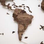 Carte du Monde Murale Originale LED Noyer Foncé - vue 5