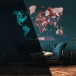 Mappemonde Lumineuse Bordeaux et Bleu - vue 6