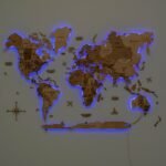 Carte du Monde en Bois XXL LED Bois Doré - vue 4