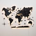 Carte du Monde Murale Noire LED en Bois 3D - vue 5