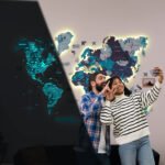 Carte Monde Lumineuse Bleu Océan