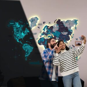 Carte Monde Lumineuse Bleu Océan