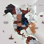Carte du Monde Murale Grand Format LED Brun Rustique - vue 4