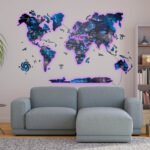 Carte du Monde Murale XXL LED Bleu Galaxie - vue 3