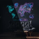 Carte du Monde Murale XXL LED Bleu Galaxie - vue 4