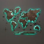 Carte du Monde Murale Grand Format Bois LED Naturel - vue 3