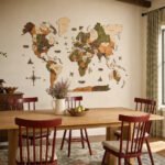 Mappemonde 3D en Bois Vert Nature