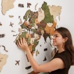 Mappemonde 3D en Bois Vert Nature - vue 6