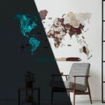 Carte du Monde Phosphorescente en Bois 3D Cappuccino - vue 4