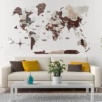 Carte du Monde Phosphorescente en Bois 3D Cappuccino - vue 5