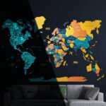 Planisphère 3D Bois Phosphorescent Multicolore