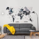 Planisphère Bois Mural Phosphorescent Gris - vue 4