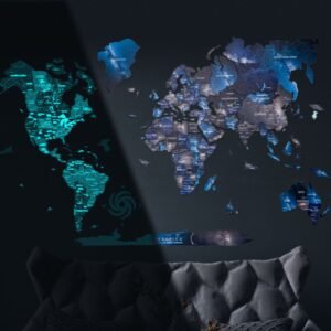 Planisphère Mural Bois Phosphorescent Galaxie