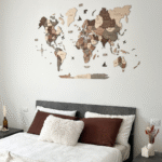 Carte du Monde en Bois Voyage 3D Fumé - vue 2
