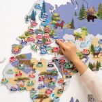 Carte du Monde en Bois Enfant Animaux Bleu Indigo - vue 2