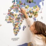 Carte du Monde en Bois Enfant Animaux Bleu Indigo - vue 5