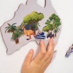 Carte du Monde en Bois Enfant Animaux Bleu Indigo - vue 6