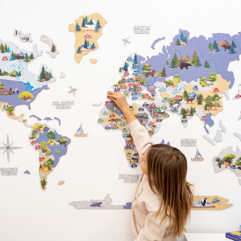 Carte du Monde en Bois pour Enfant Indigo