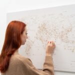 Tableau Carte du Monde Beige Toile à Épingler - vue 3