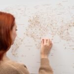 Tableau Carte du Monde Beige Toile à Épingler - vue 5