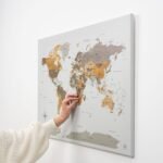Carte du Monde à Épingler Toile Tons Sable - vue 5