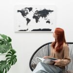 Tableau Carte du Monde Noir et Blanc Toile à Épingler - vue 5